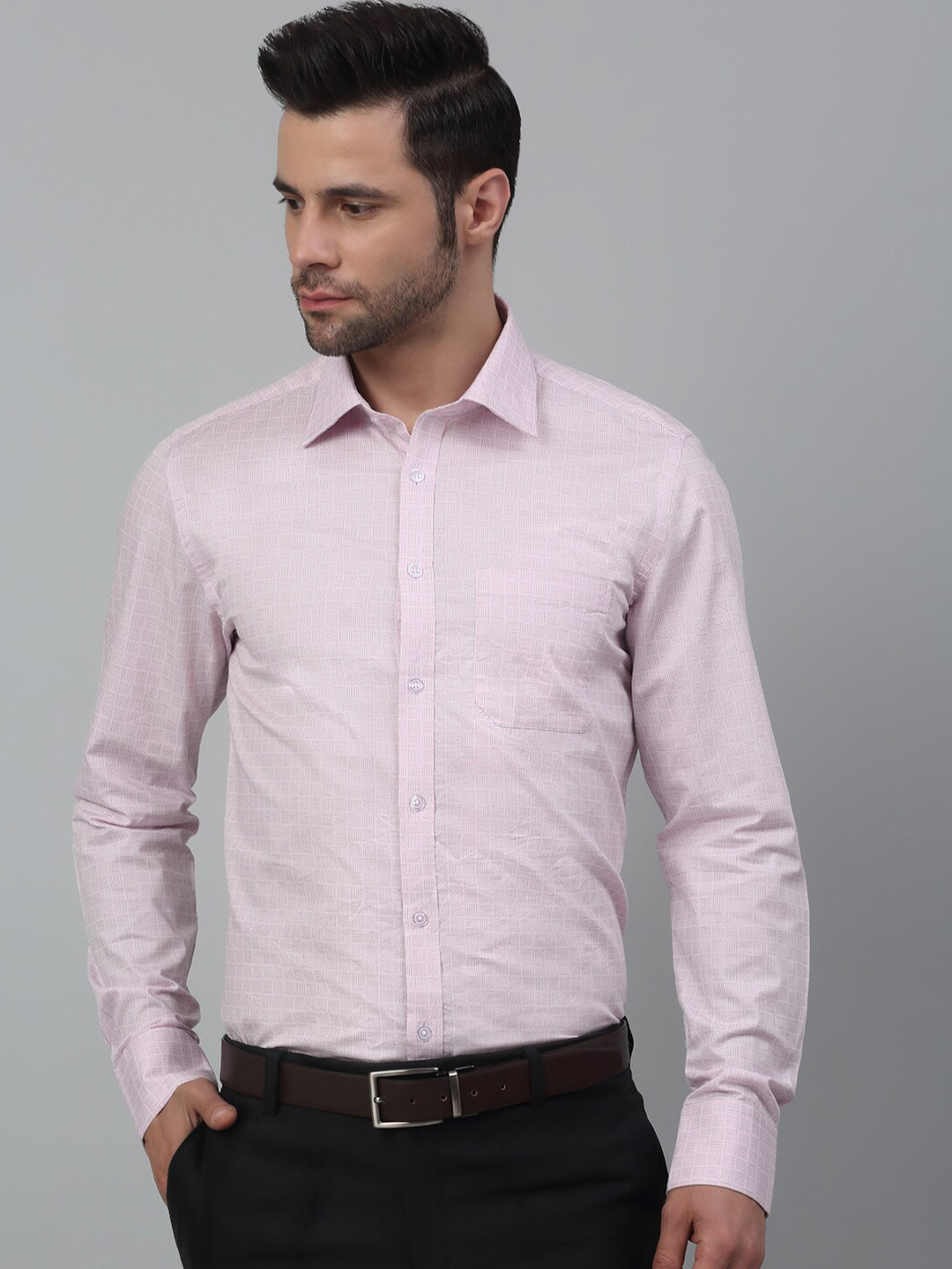 

MUTAQINOTI Comfort-Fit Cotton Formal Shirt, Pink