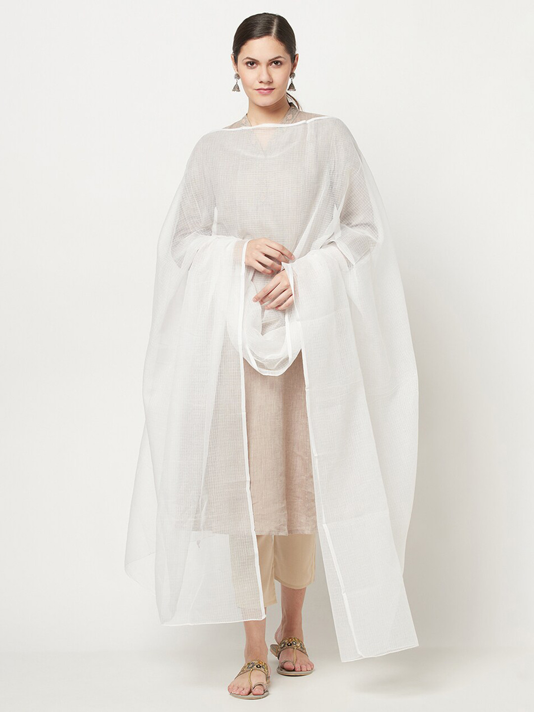 

Fabindia Woven Design Cotton Silk Dupatta, White