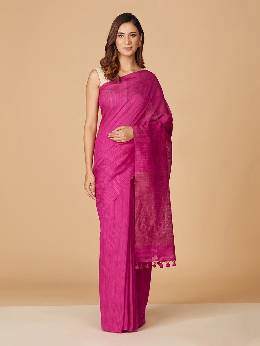 

Fabindia Pure Silk Saree, Pink