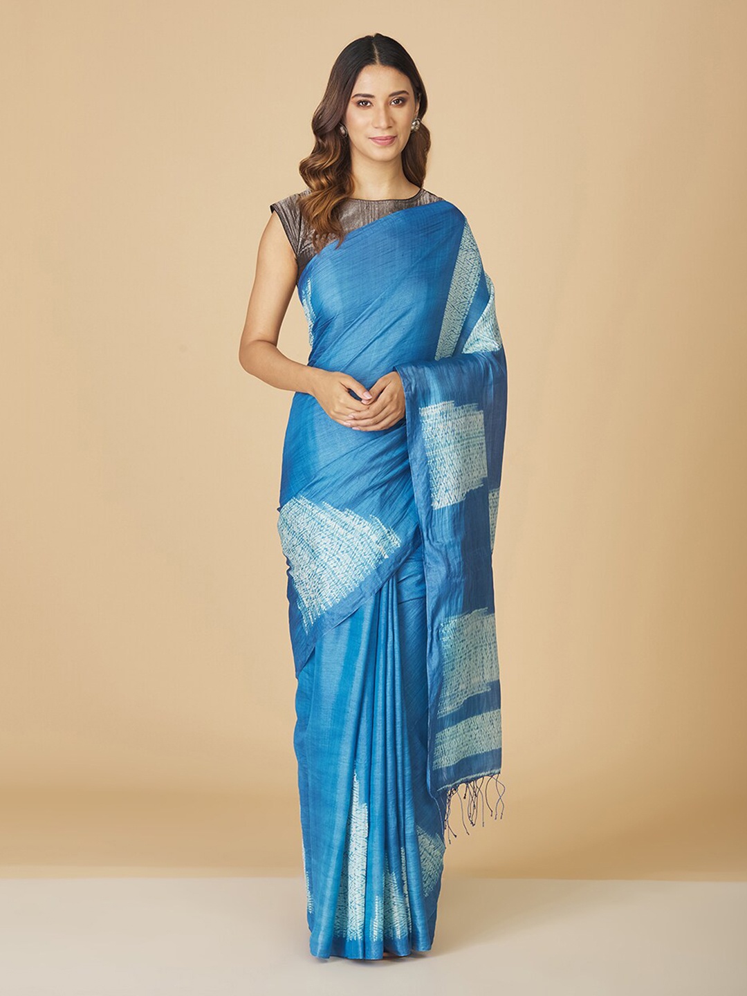 

Fabindia Tie & Dye Silk Saree, Blue