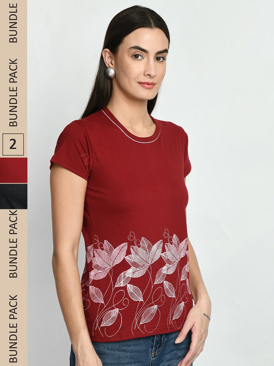 

IndiWeaves Pack of 2 Printed Cotton T-Shirt, Multi