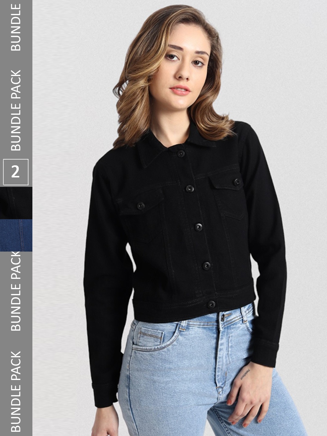 

TYFFYN Pack Of 2 Lightweight Cotton Denim Jackets, Black