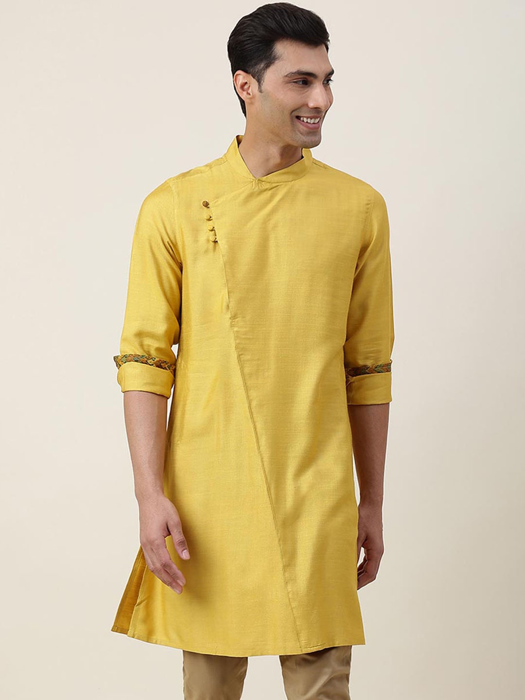 

Fabindia Angrakha Mandarin Collar Kurta, Mustard
