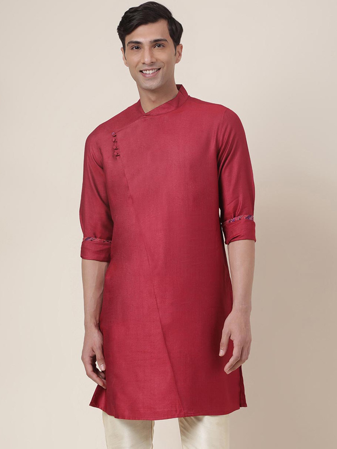 

Fabindia Angrakha Mandarin Collar Kurta, Maroon