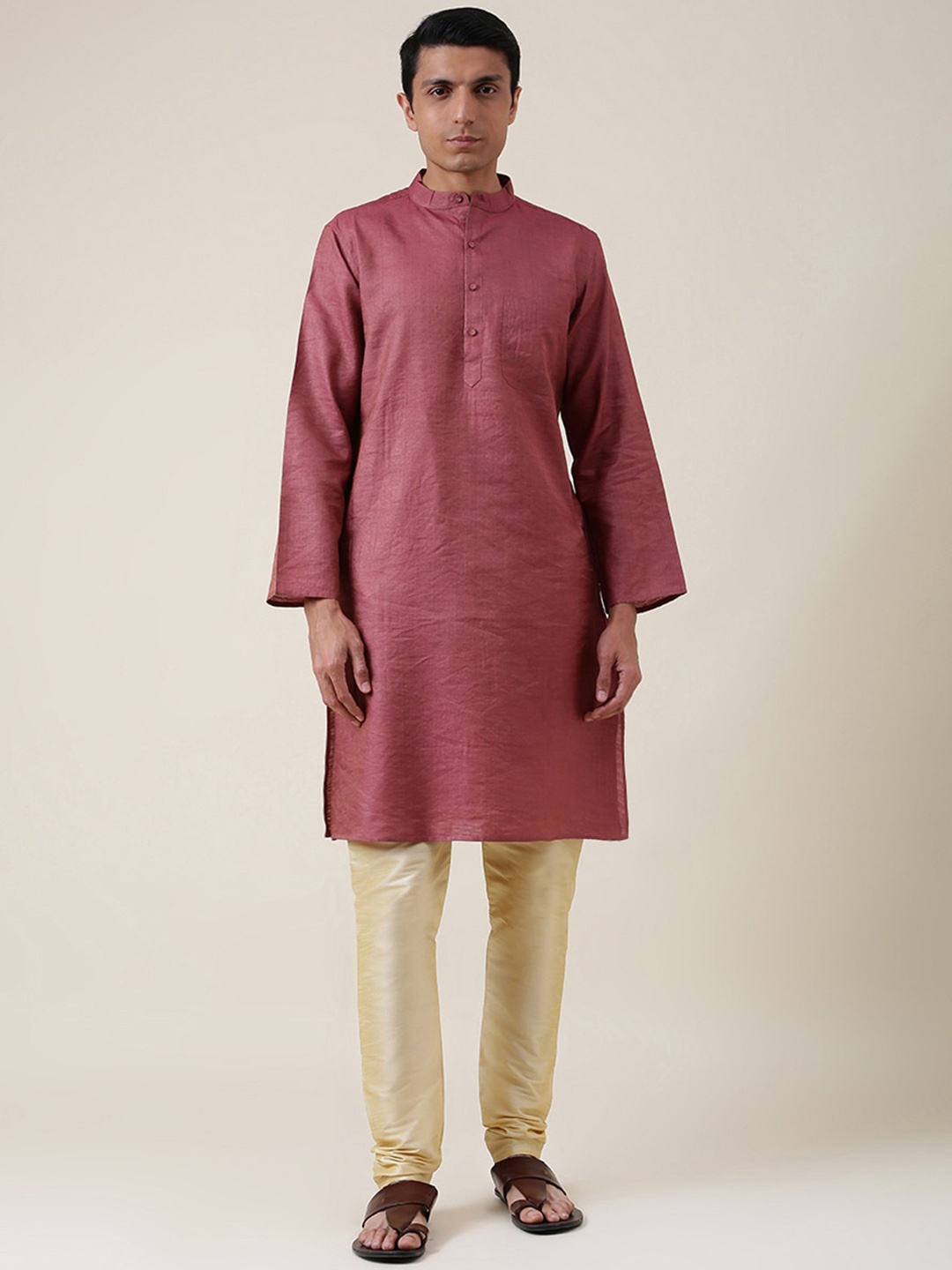 

Fabindia Band Collar Straight Kurta, Mauve