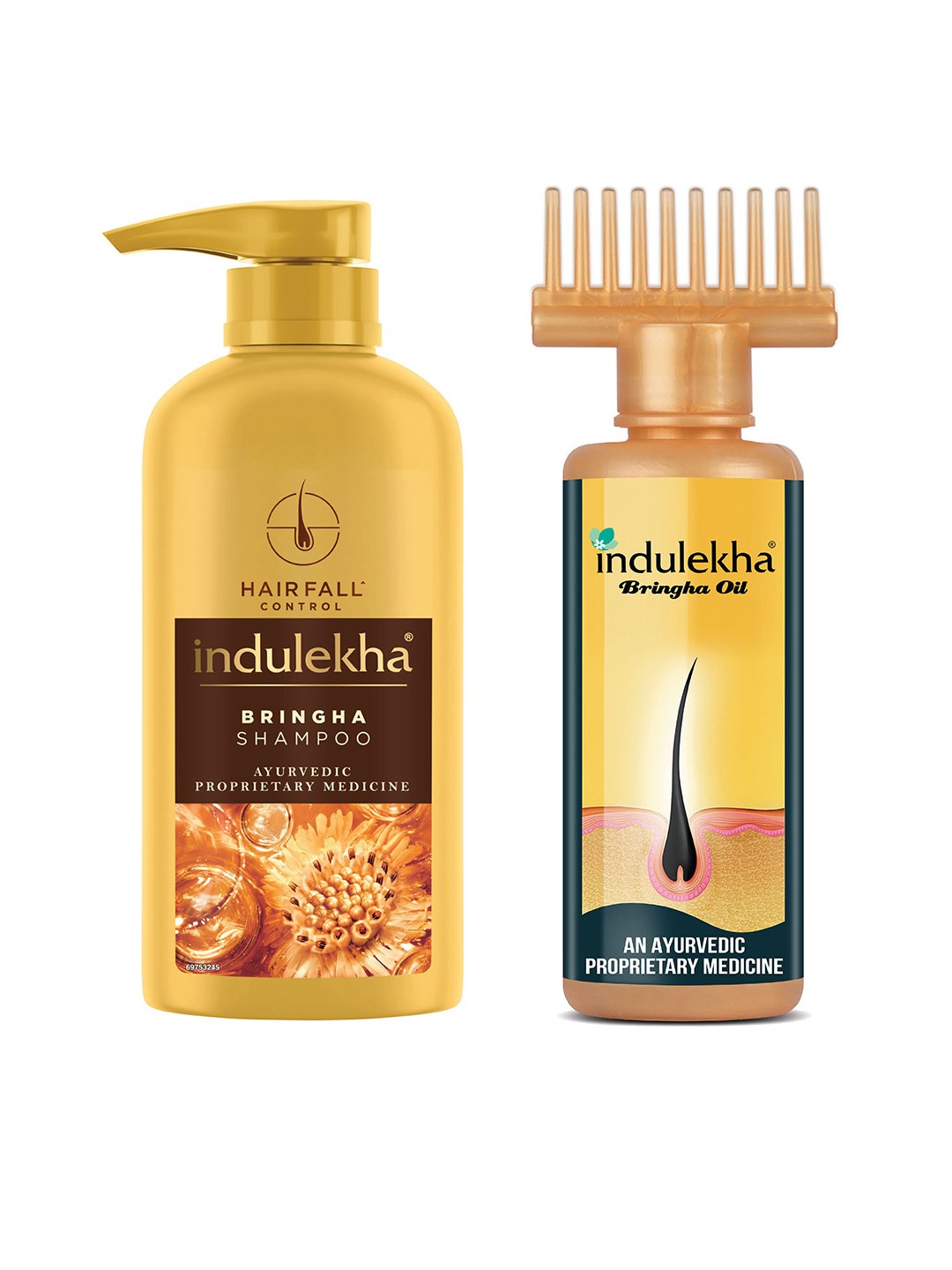 

indulekha Bringha Hair Oil 250ml & Bringha Shampoo for Hairfall 580ml, Beige