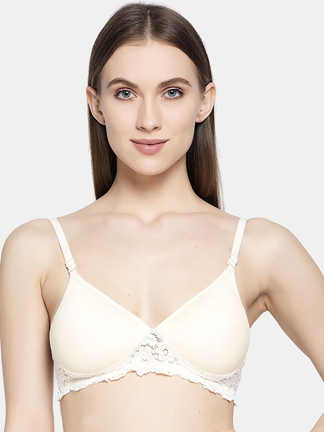 

AROUSY Floral Lace Organic Cotton Medium Support Full Coverage Minimizer Bra, Brown