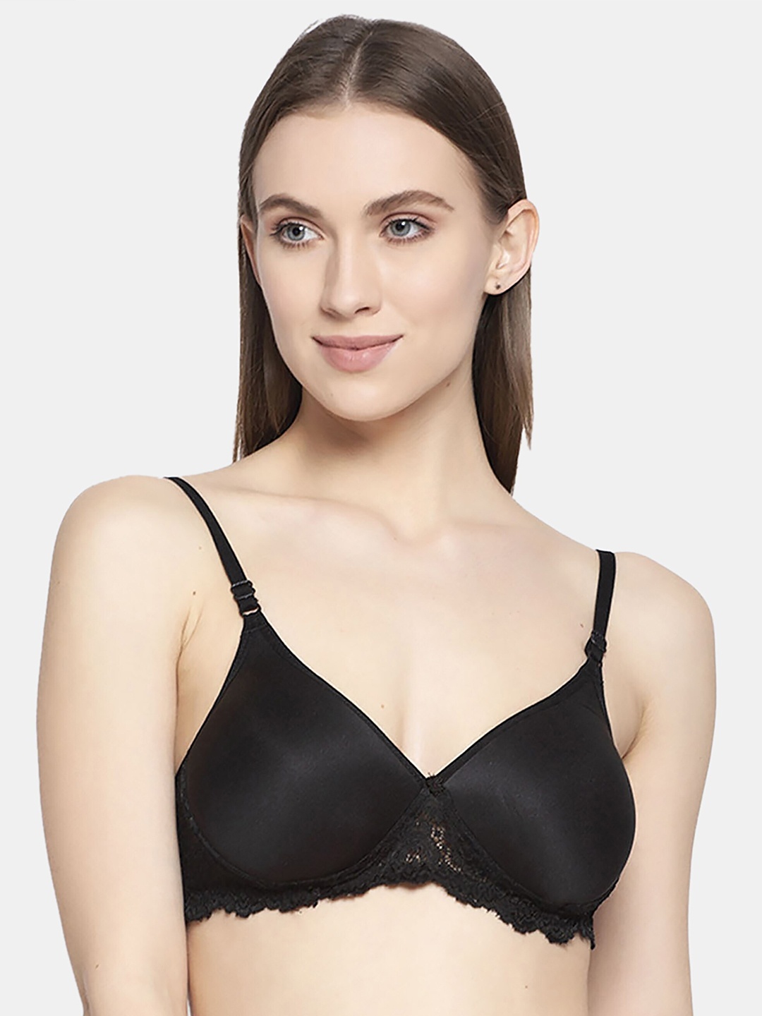 

AROUSY Floral Lace Organic Cotton Medium Support Full Coverage Minimizer Bra, Black