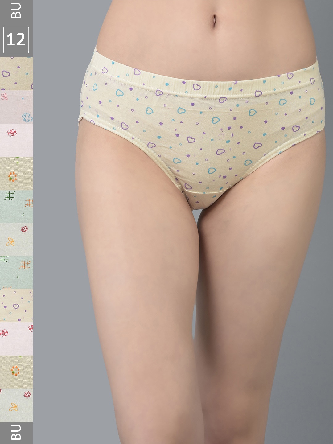 

Dollar Missy Pack of 12 Combed Cotton Light Printed Hipster Briefs, Multi