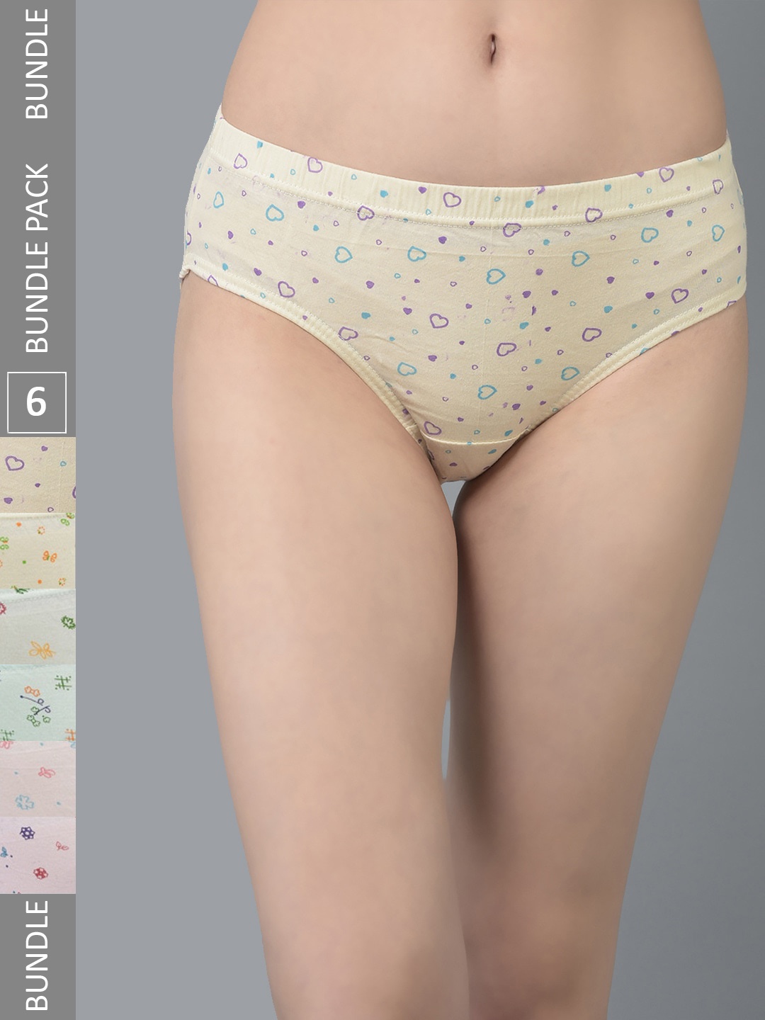 

Dollar Missy Pack of 6 Printed Inner Elasticated Hipster Panty MMBB-121L-R3#Z#IE-PO6, Multi