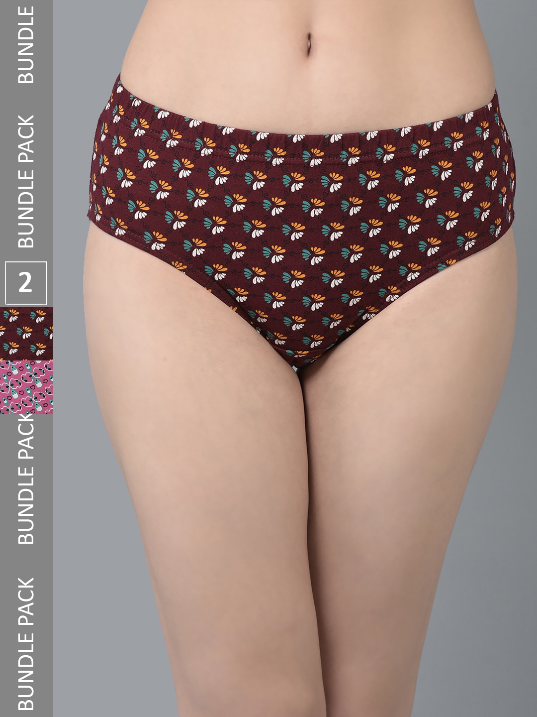 

Dollar Missy Women Pack Of 2 Assorted Seamless Pure Cotton Hipster Briefs