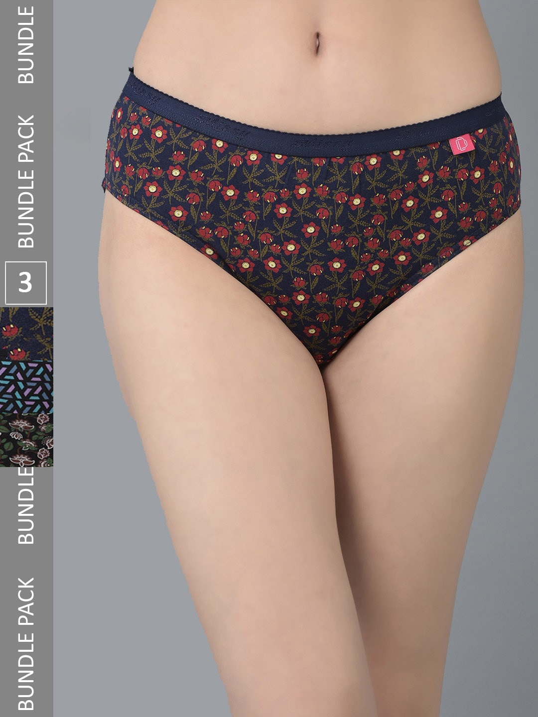 

Dollar Missy Women Pack Of 3 Assorted Seamless Pure Cotton Hipster Briefs