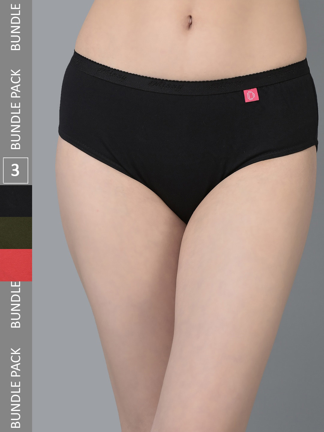 

Dollar Missy Pack of 3 Solid Outer Elasticated Hipster Panty MMBB-101S-R3#Z#OE2-PO3, Assorted