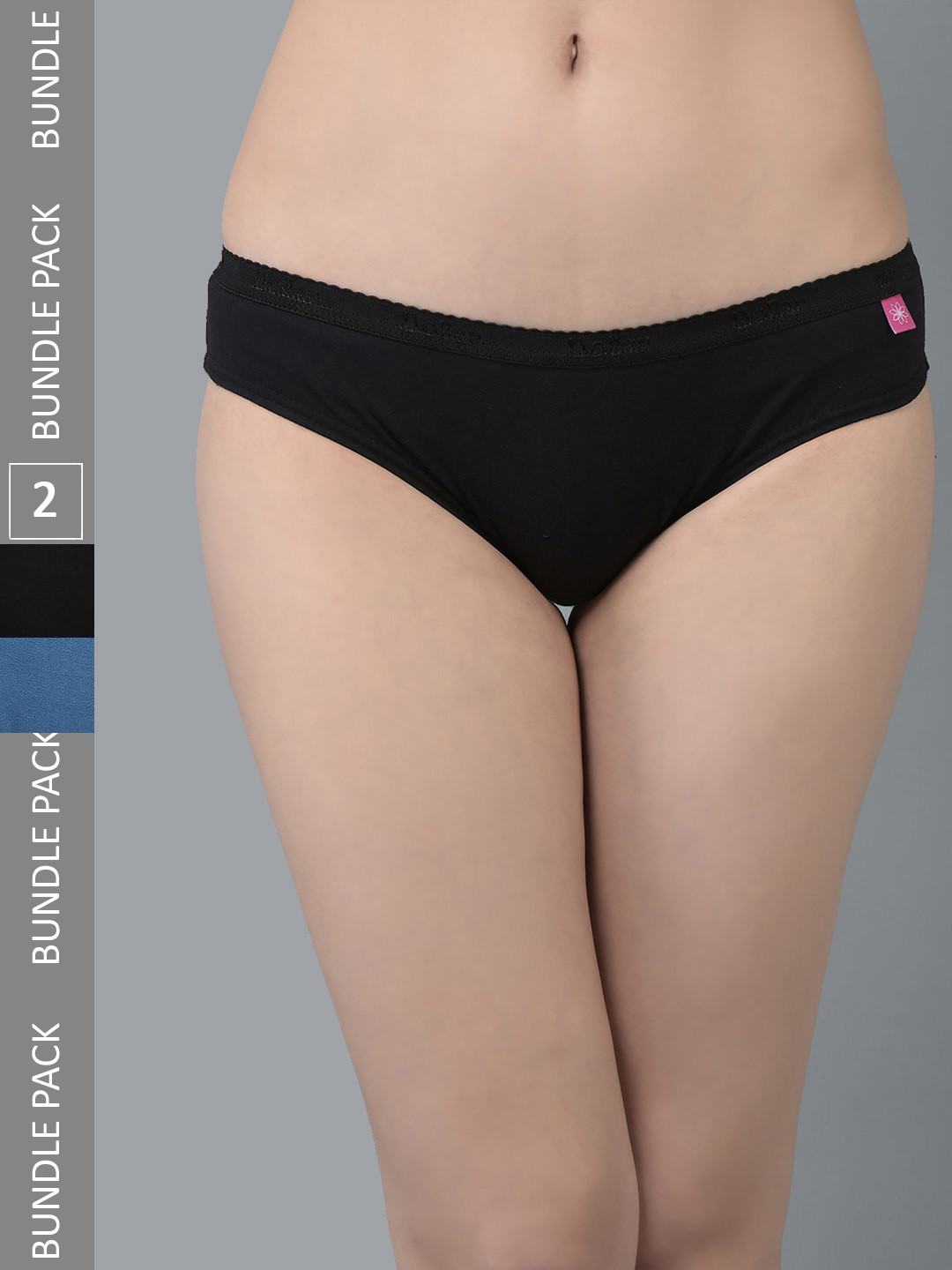 

Dollar Missy Women Pack Of 2 Assorted Anti Microbial Seamless Pure Cotton Hipster Briefs