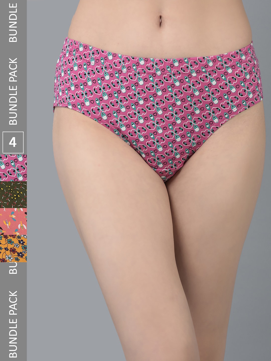 

Dollar Missy Pack of 4 Combed Cotton Deep Printed Hipster Briefs, Assorted