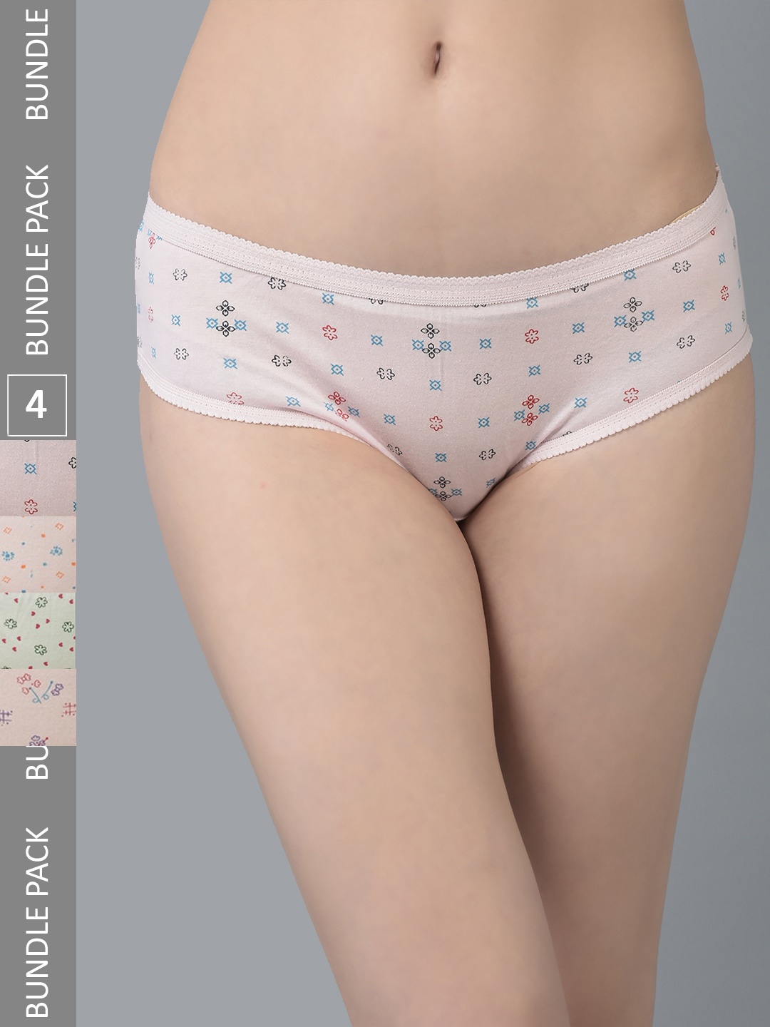 

Dollar Missy Women Pack Of 4 Assorted Seamless Pure Cotton Hipster Briefs