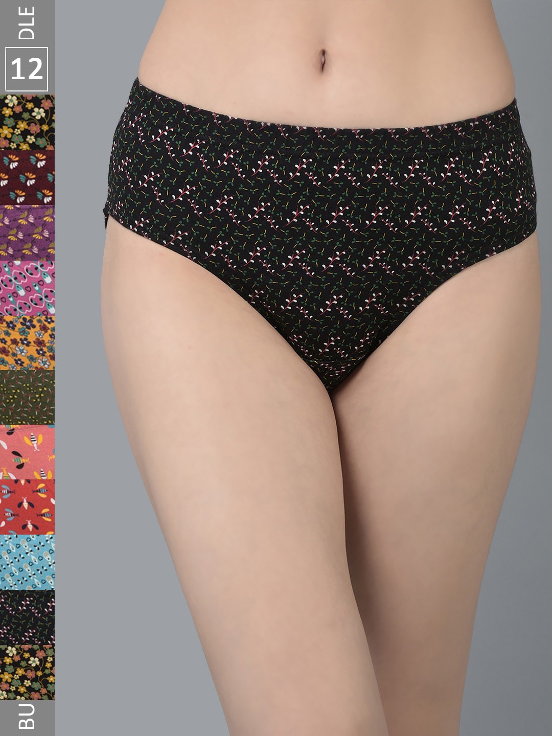 

Dollar Missy Pack of 12 Printed Inner Elasticated Hipster Panty MMBB-121P-R3#Z#IE-PO12, Assorted