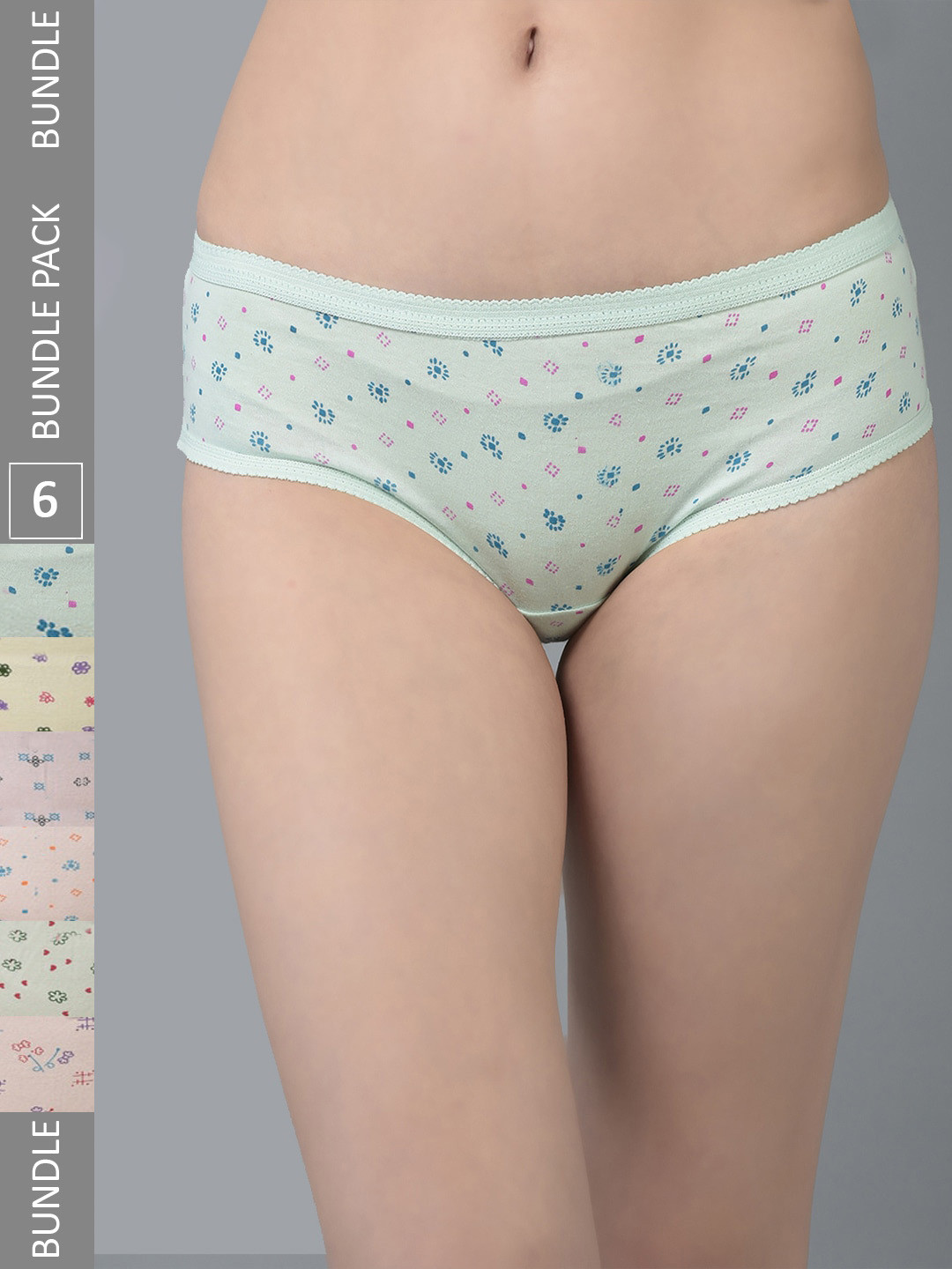 

Dollar Missy Women Pack Of 6 Assorted Seamless Pure Cotton Hipster Briefs