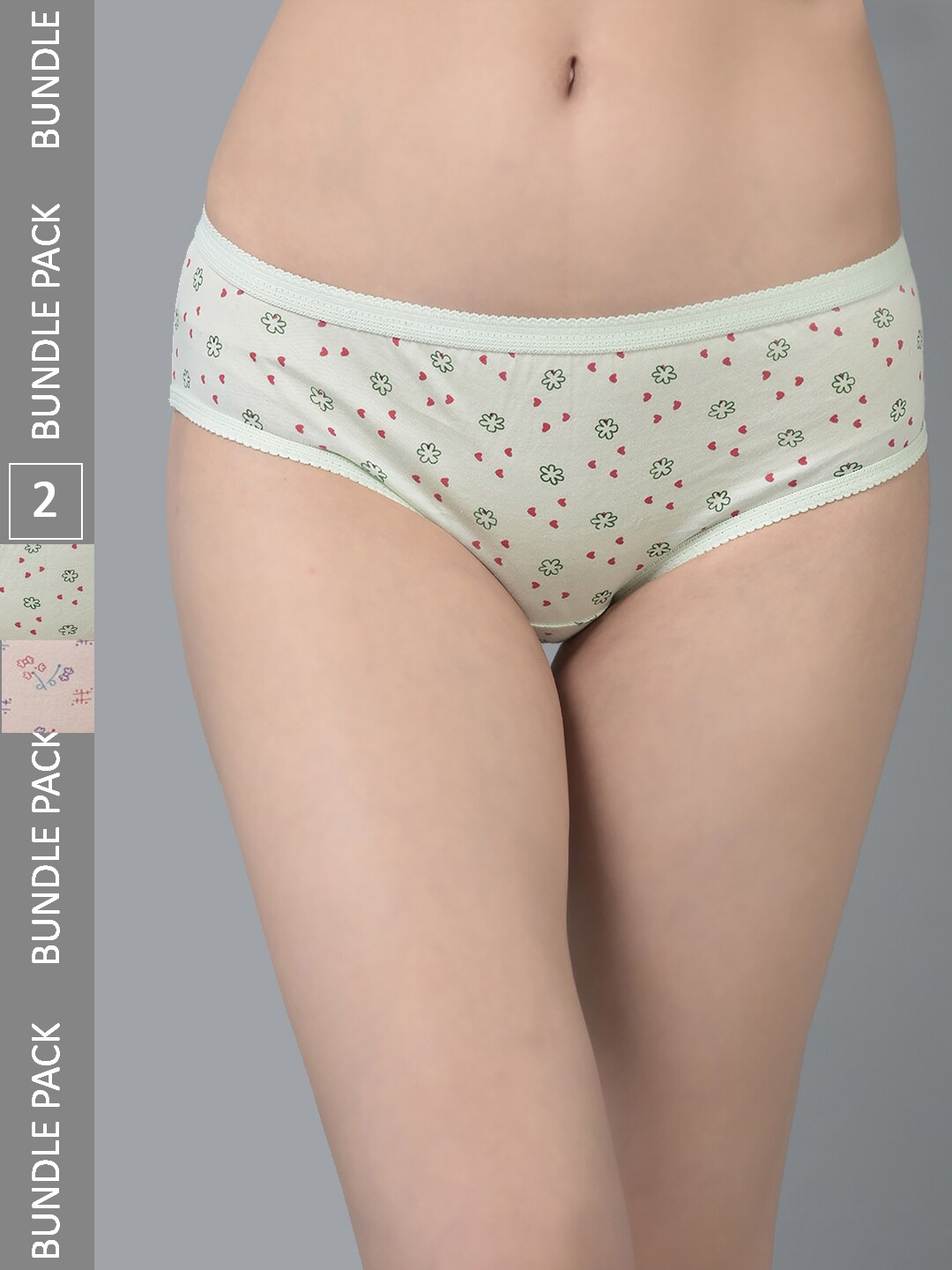 

Dollar Missy Pack of 2 Combed Cotton Light Printed Outer Elasticated Hipster Briefs, Assorted