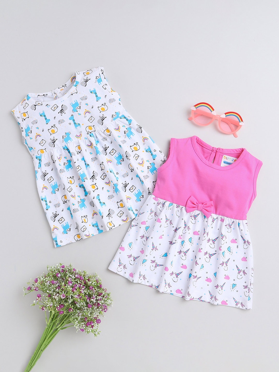 

BUMZEE White Floral Print Fit & Flare Dress