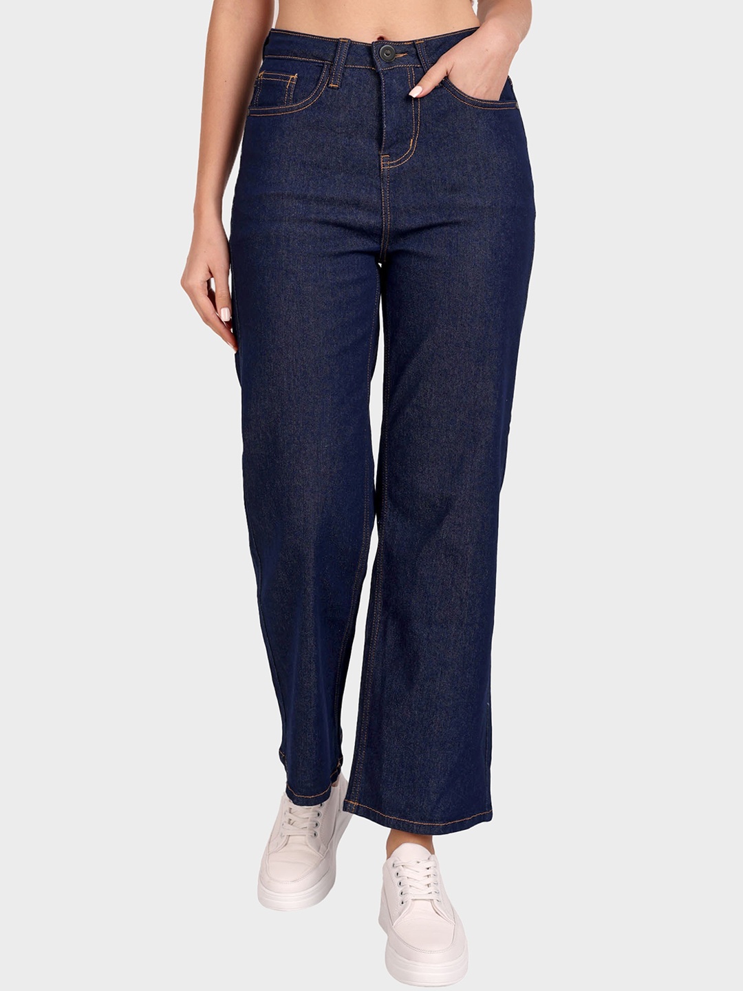 

Roadster Women Navy Blue Flared Mid-Rise Denim Jeans