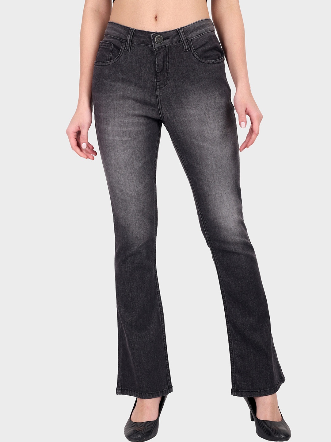 

Roadster Women Dark Grey Low-Rise Bootcut Clean Look Heavy Fade Denim Jeans