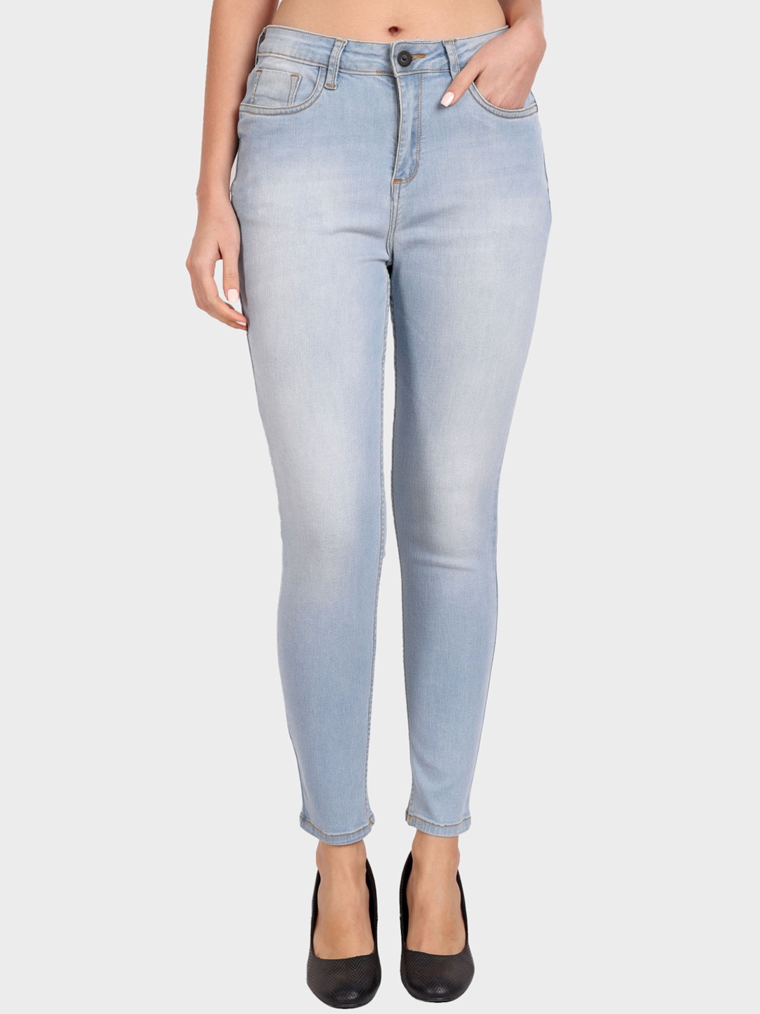

Roadster Women Blue Skinny-Fit Mid-Rise Clean Look Heavy Fade Denim Jeans
