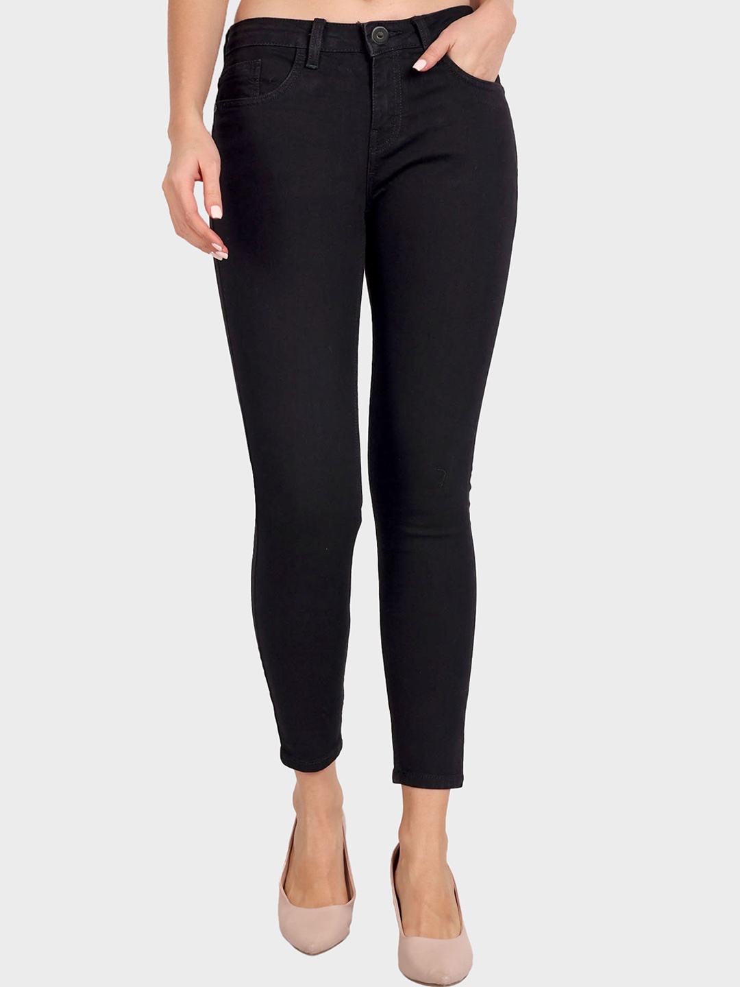 

Roadster Women Black Skinny Fit Mid-Rise Denim Jeans