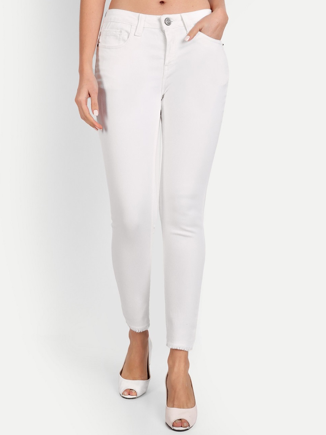 

Roadster Women White Skinny Fit Mid-Rise Denim Jeans