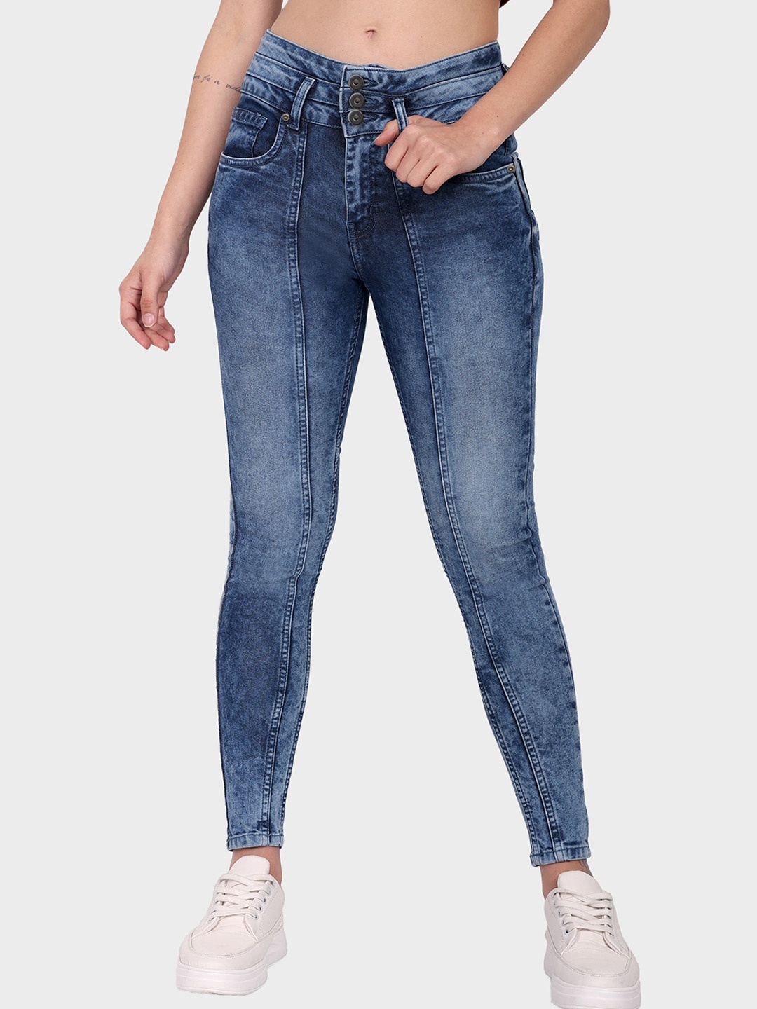 

Roadster Women Blue Skinny Fit High-Rise Clean Look Heavy Fade Denim Jeans
