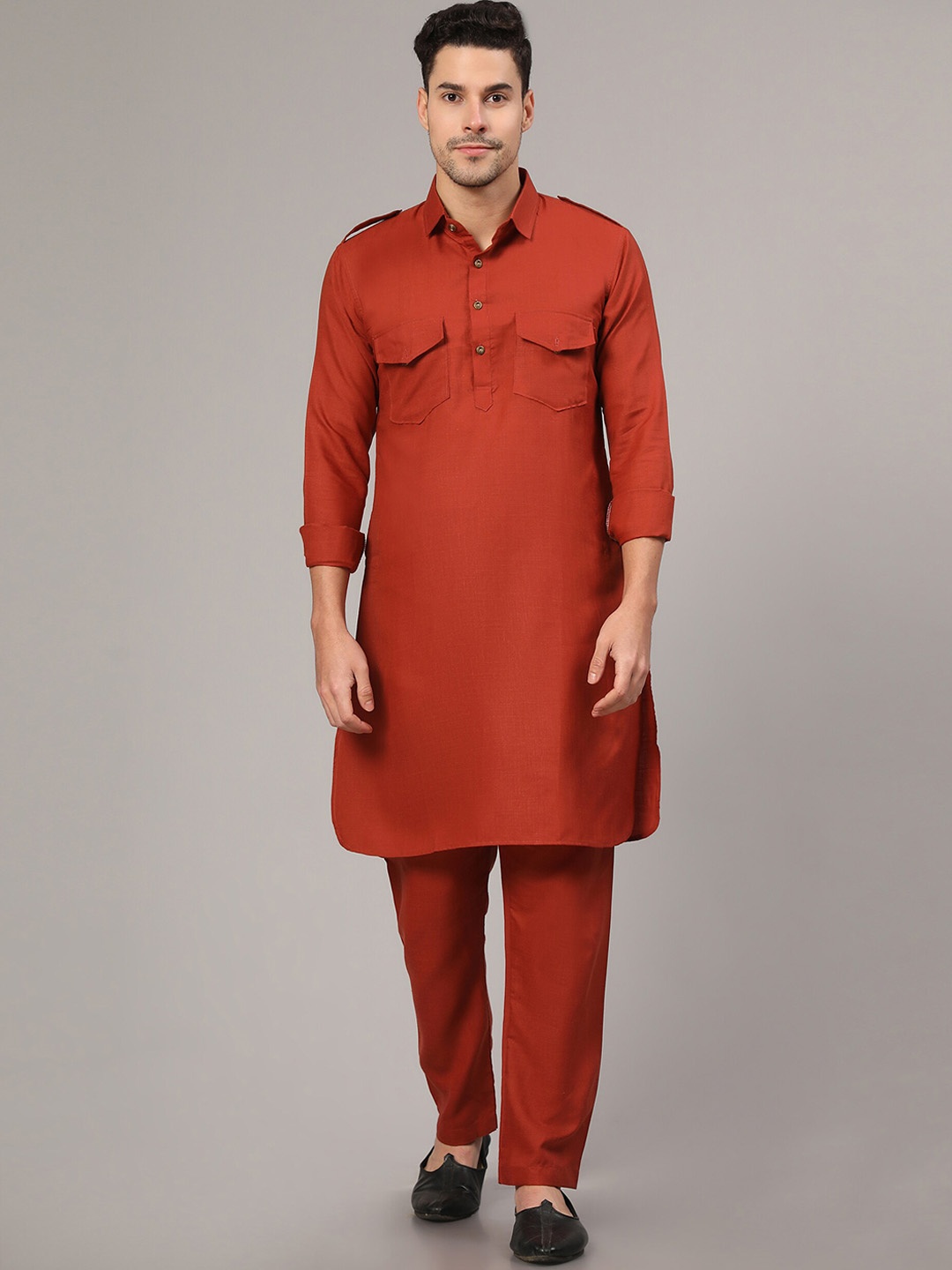 

Murta Trends Regular Pathani Kurta with Pyjamas, Rust