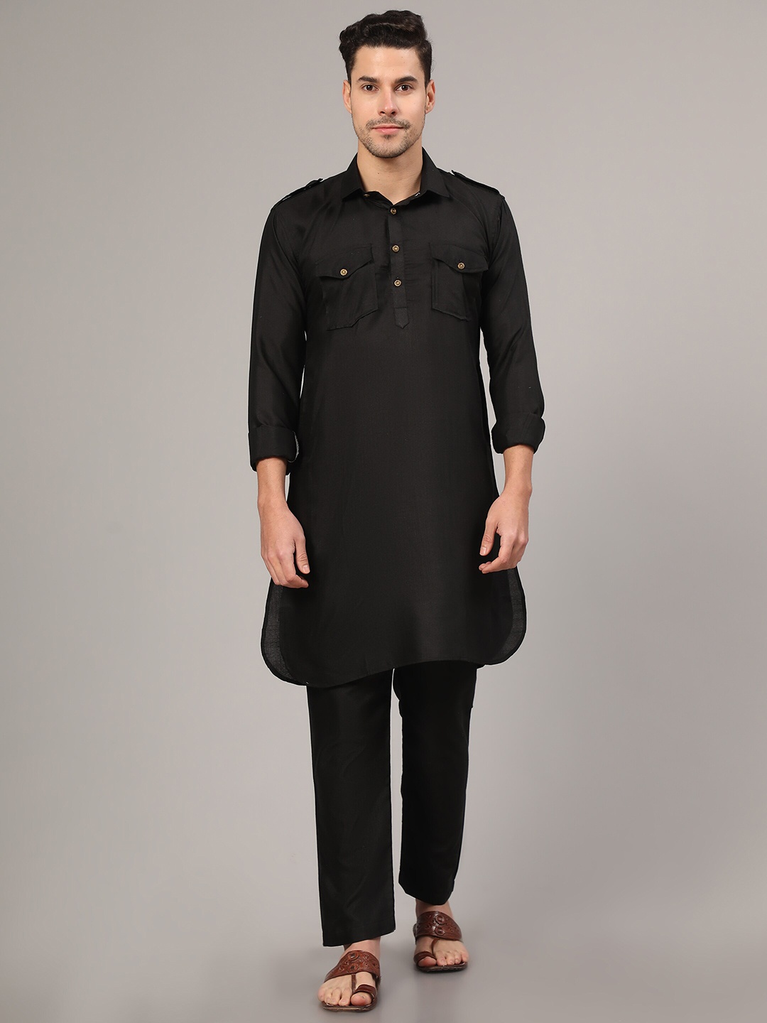 

Murta Trends Pathani Kurta with Pyjamas, Black