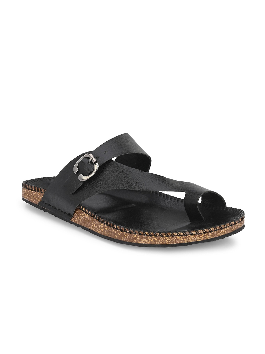 

Azzaro Black Men Textured One Toe Comfort Sandals