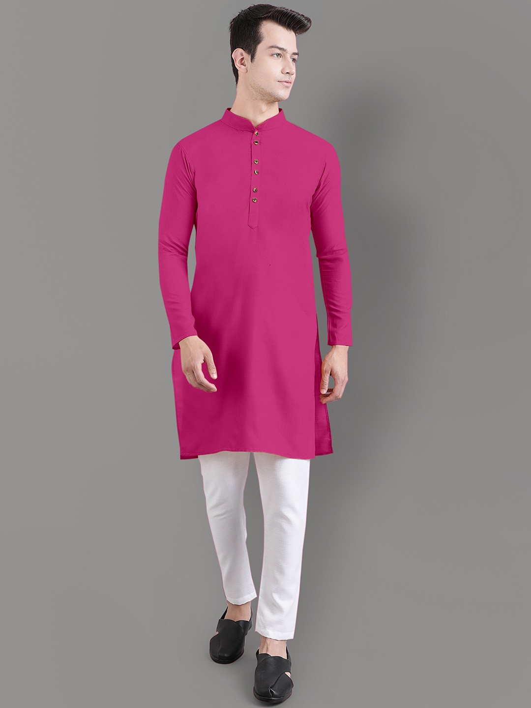 

Murta Trends Mandarin Collar Kurta with Pyjamas, Pink