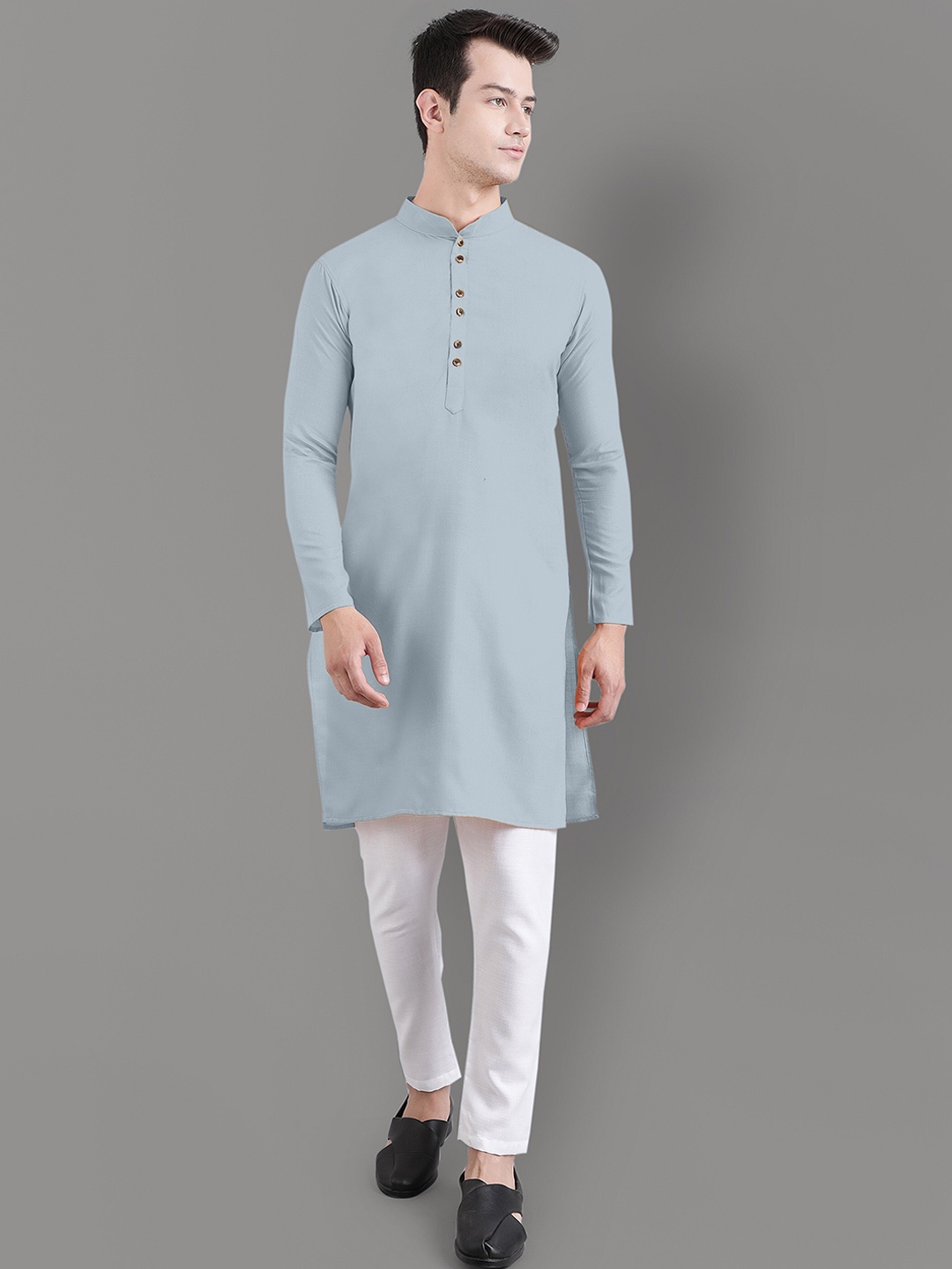 

Murta Trends Mandarin Collar Regular Kurta with Pyjamas, Grey