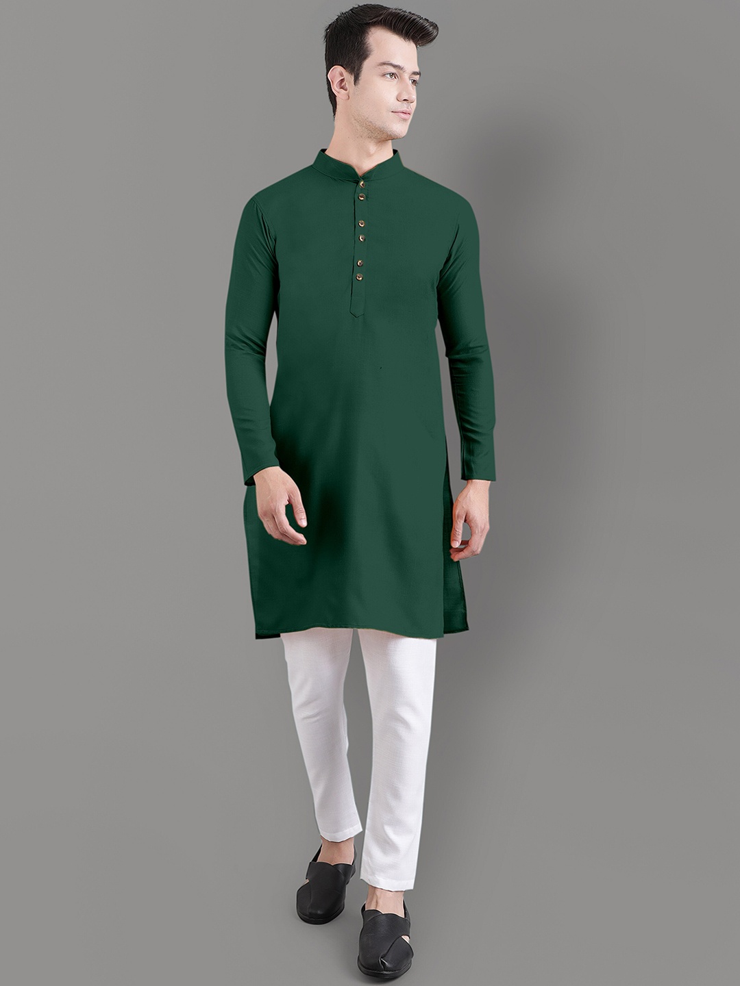 

Murta Trends Mandarin Collar Kurta with Pyjamas, Green
