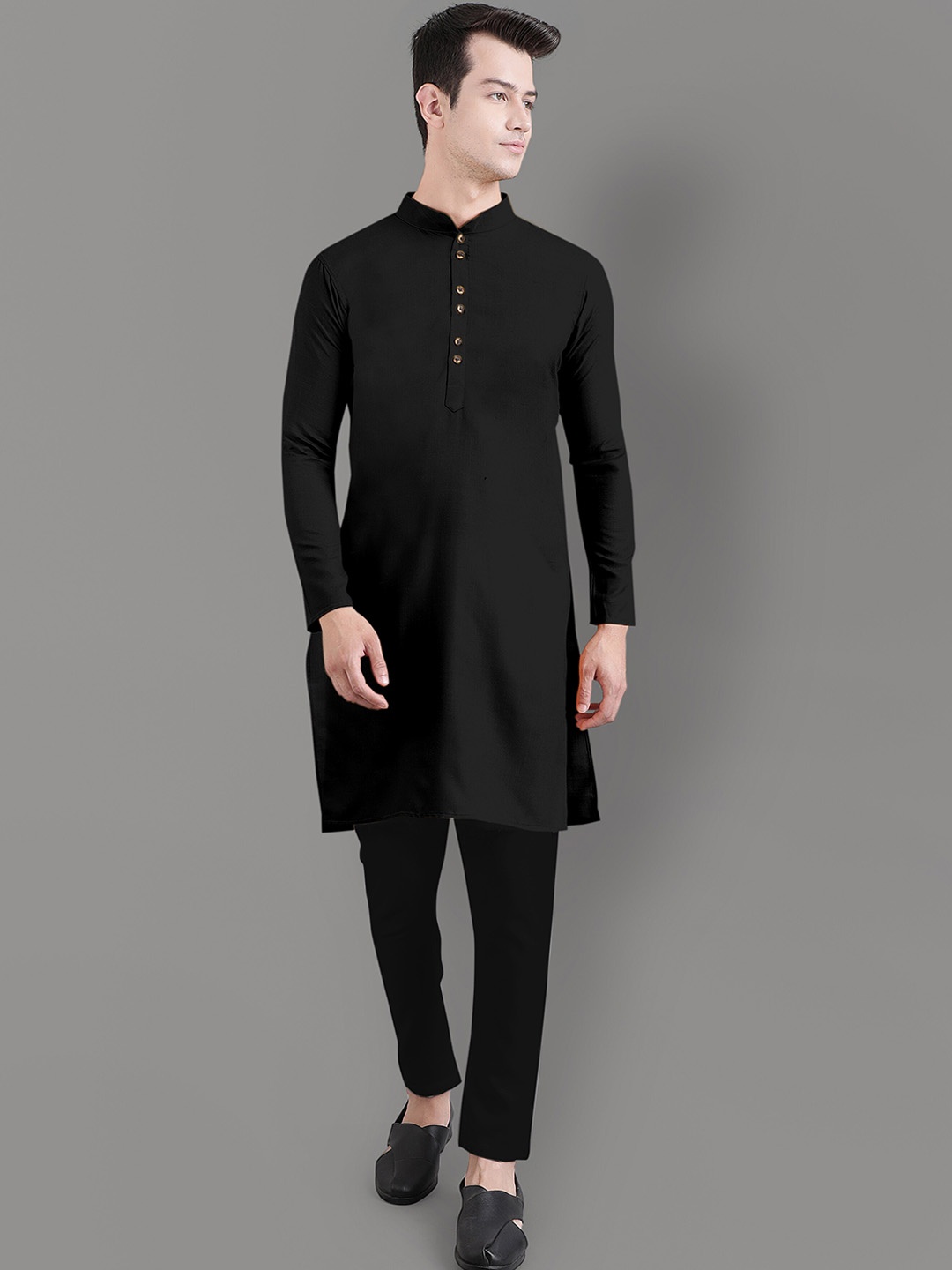 

Murta Trends Mandarin Collar Kurta with Pyjamas, Black