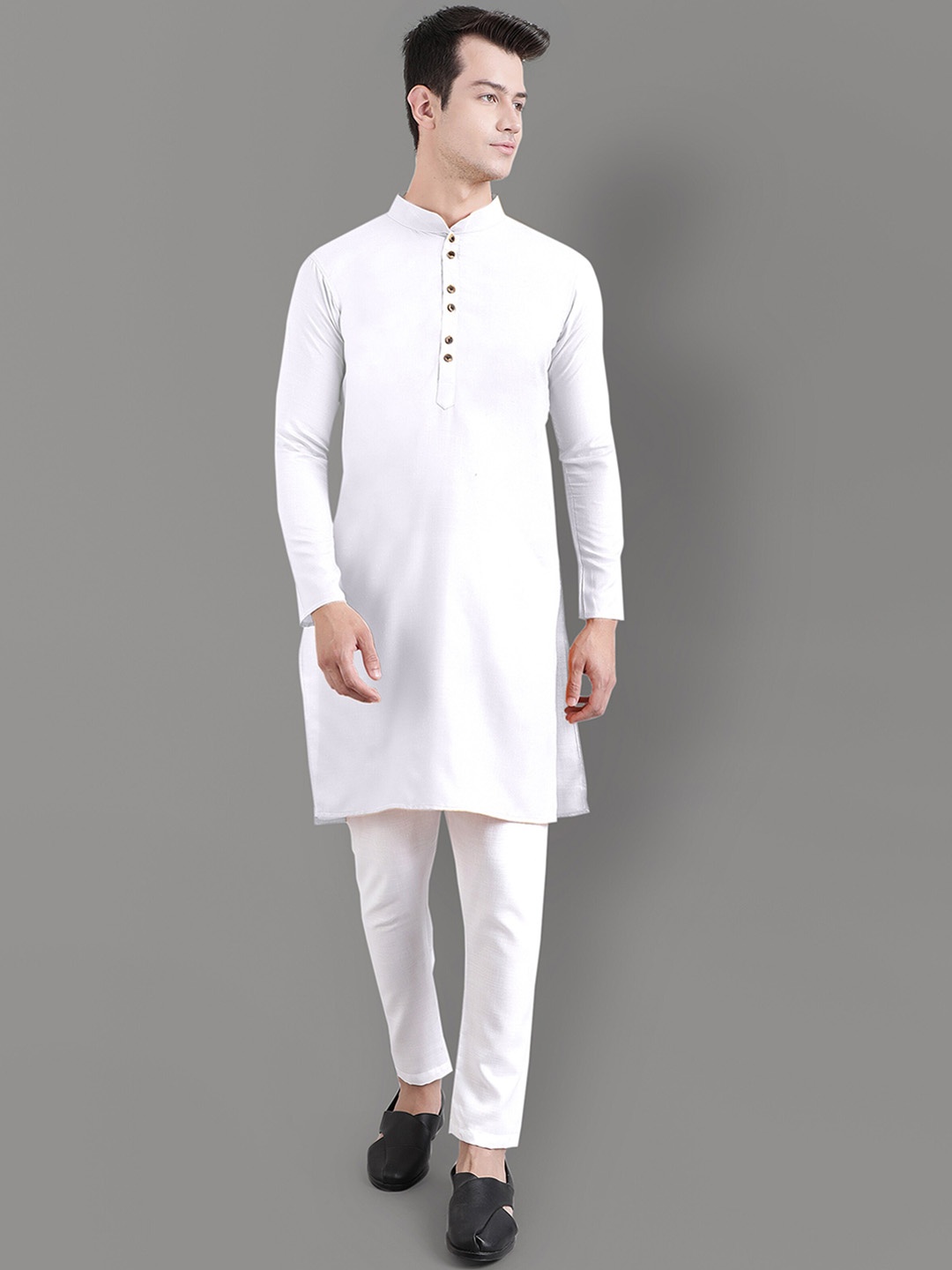 

Murta Trends Mandarin Collar Kurta with Pyjamas, White