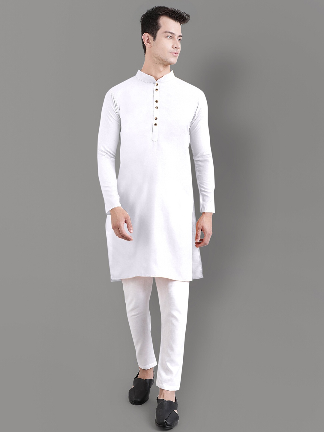 

Murta Trends Mandarin Collar Regular Kurta with Pyjamas, White