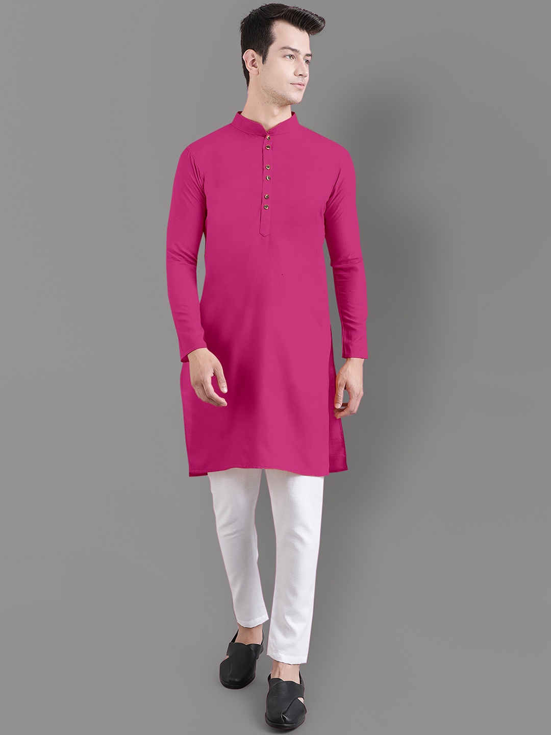 

Murta Trends Mandarin Collar Regular Kurta with Pyjamas, Pink