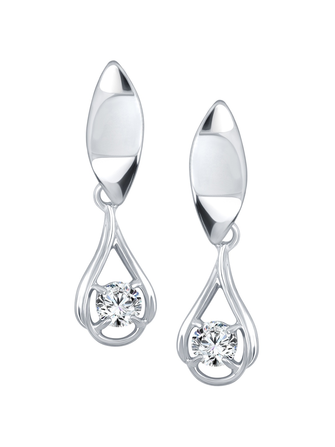 

Vighnaharta Rhodium-Plated Feather Shaped Drop Earrings, Silver