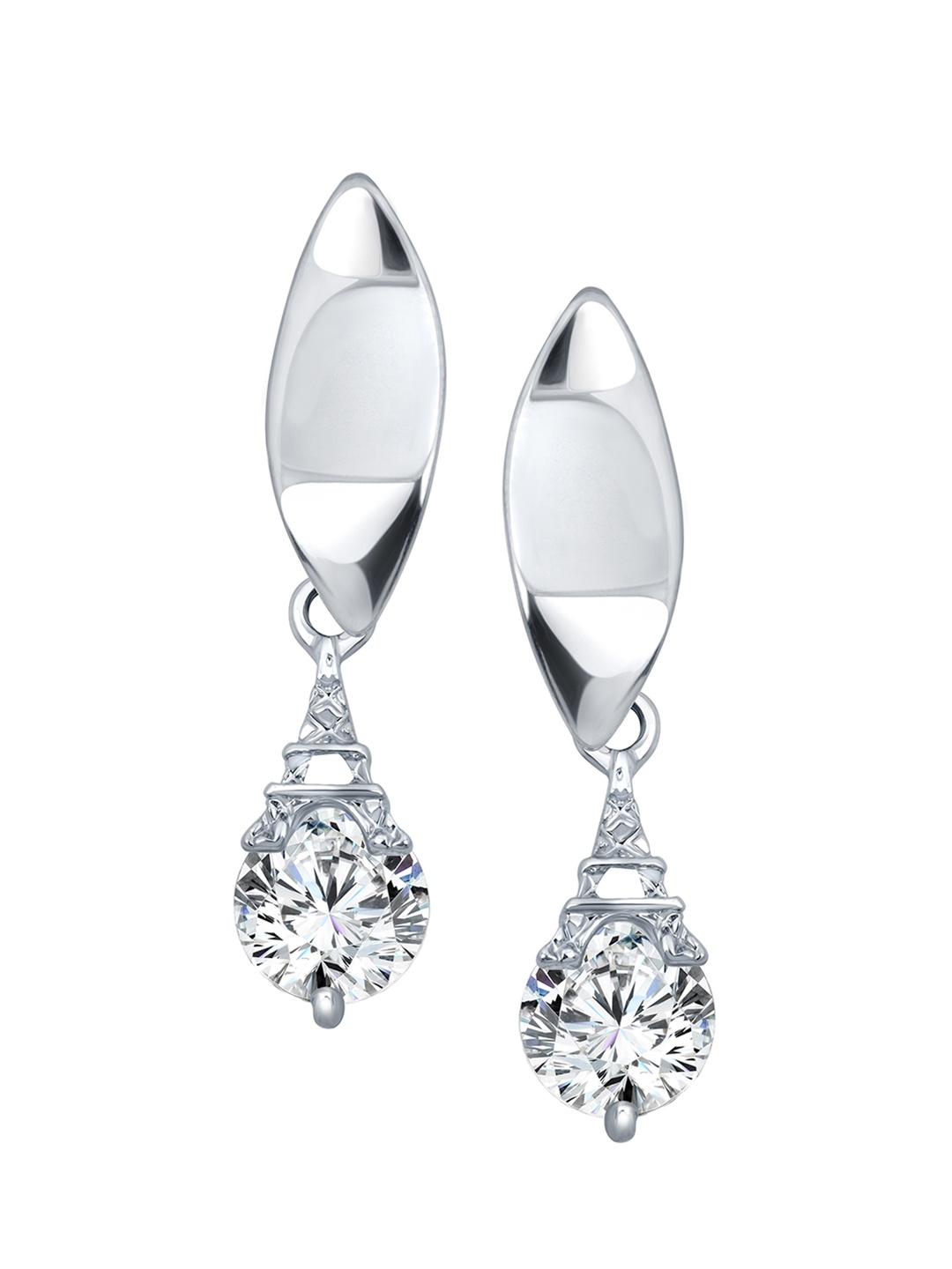 

Vighnaharta Rhodium-Plated Feather Shaped Drop Earrings, Silver