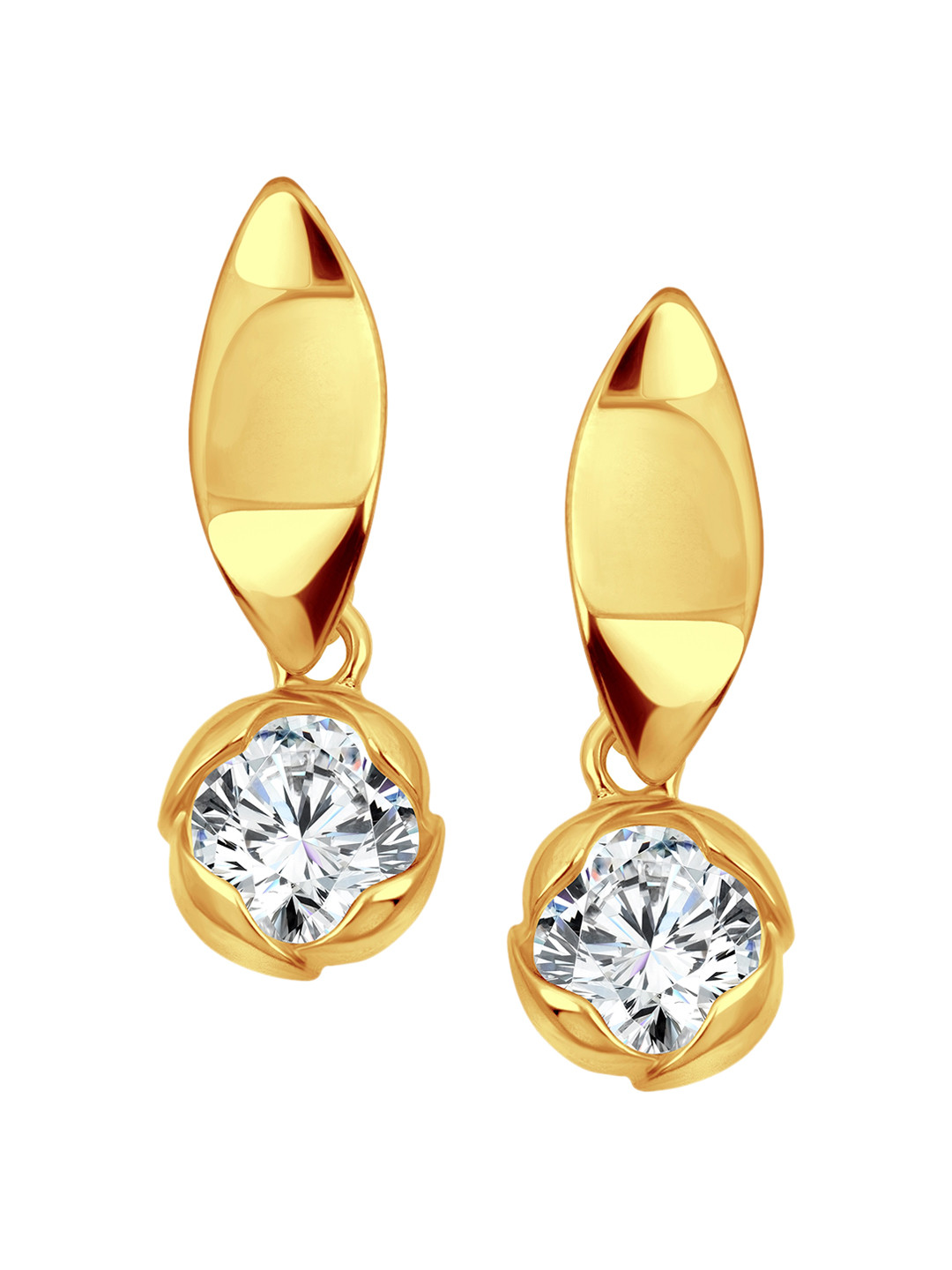 

Vighnaharta Gold-Plated Feather Shaped Drop Earrings