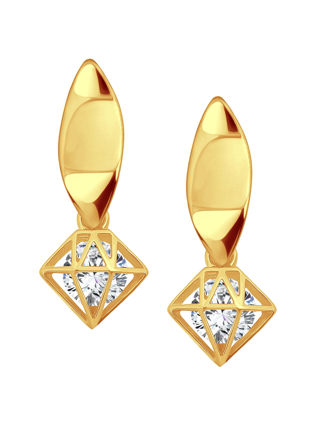 

Vighnaharta Gold-Plated Feather Shaped Drop Earrings