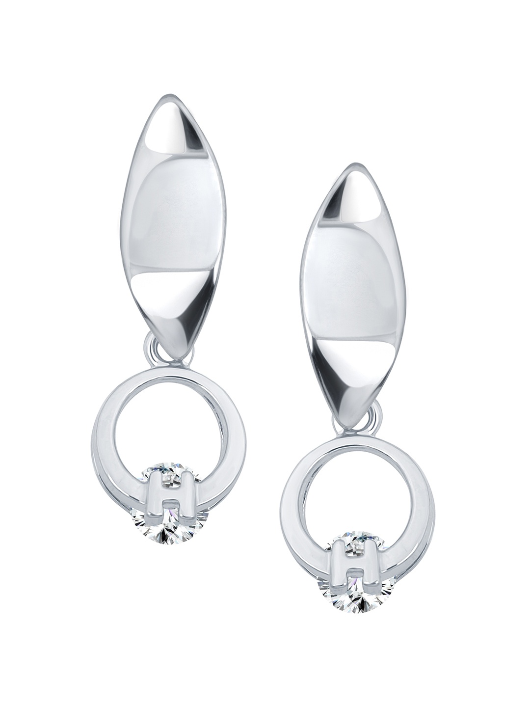 

Vighnaharta Rhodium-Plated Feather Shaped Drop Earrings, Silver