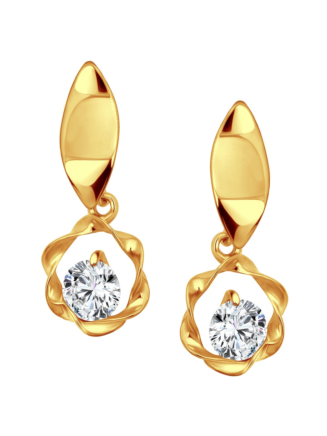 

Vighnaharta Gold-Plated Cubic Zirconia-Studded Drop Earrings
