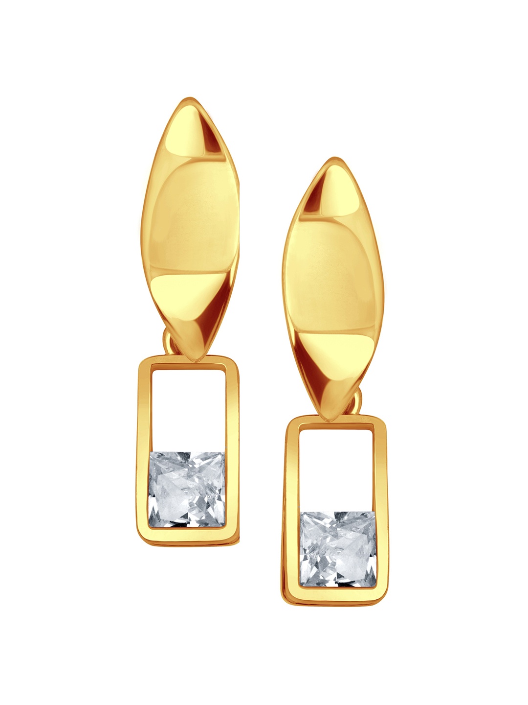 

Vighnaharta Gold-Plated Cubic Zirconia-Studded Drop Earrings