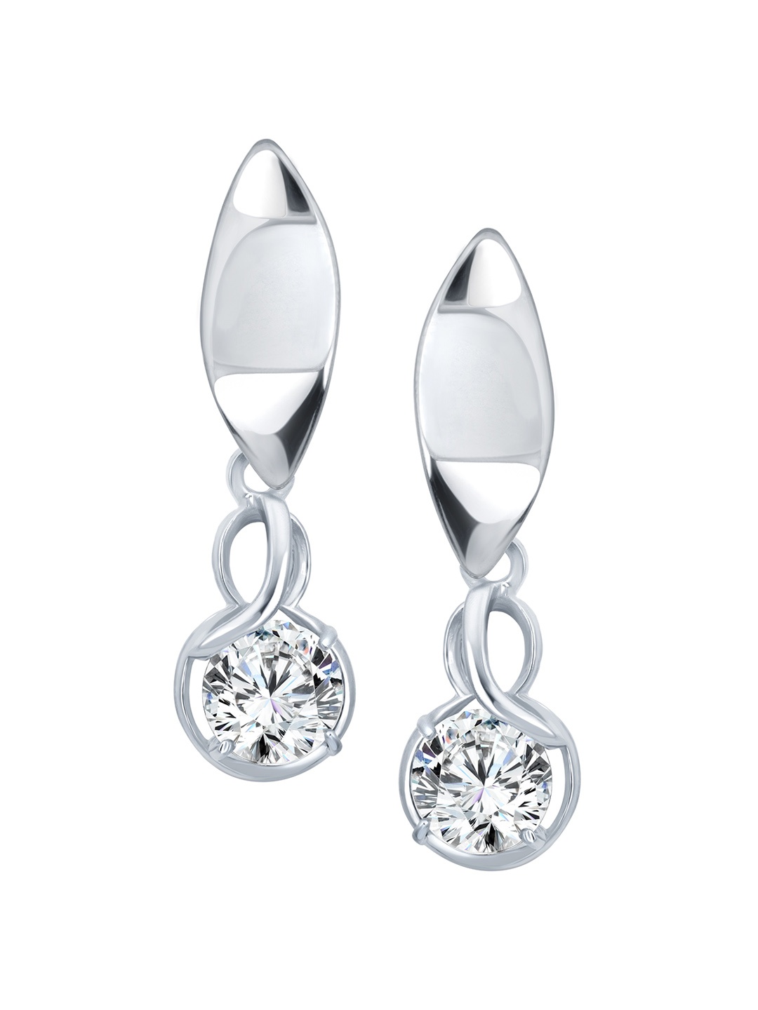 

Vighnaharta Rhodium-Plated Cubic Zirconia-Studded Drop Earrings, Silver