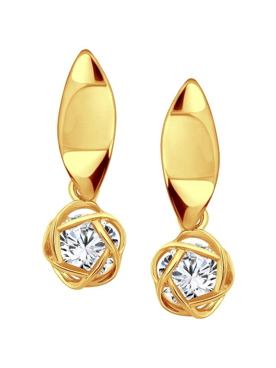 

Vighnaharta Gold-Plated Cubic Zirconia-Studded Drop Earrings