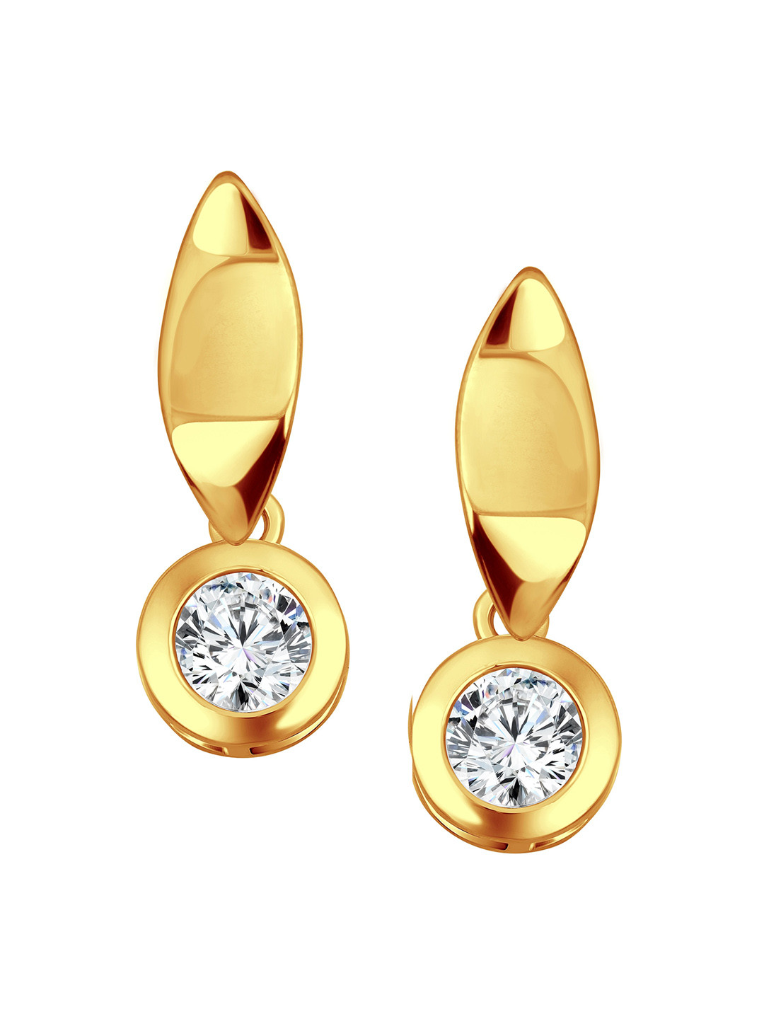 

Vighnaharta Gold-Plated Feather Shaped CZ Studded Drop Earrings